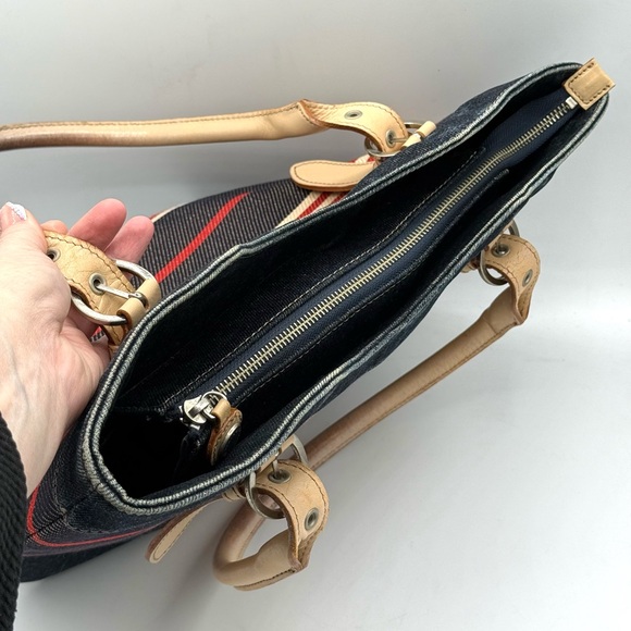 Burberry Blue Label Denim Striped Tote w/ COA ✅ Y2K Vintage - Picture 6 of 16